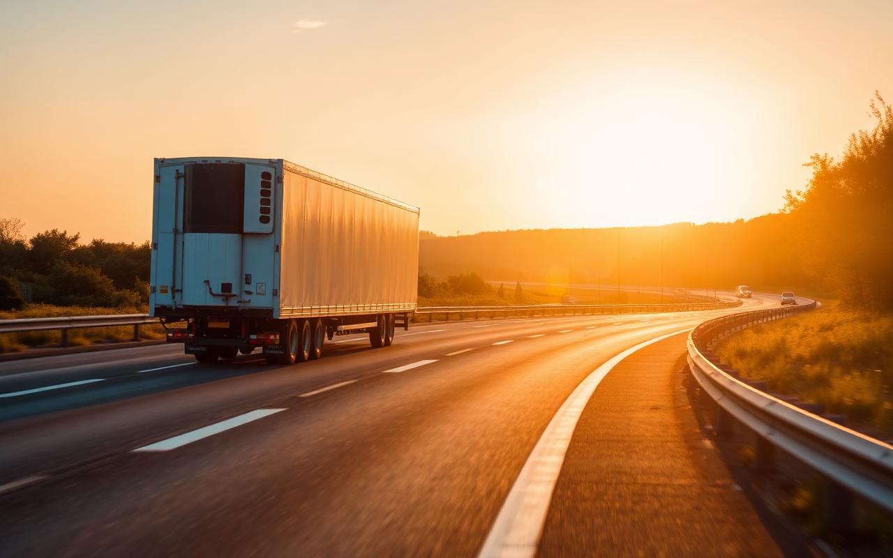 Refrigerated truck on a European route
